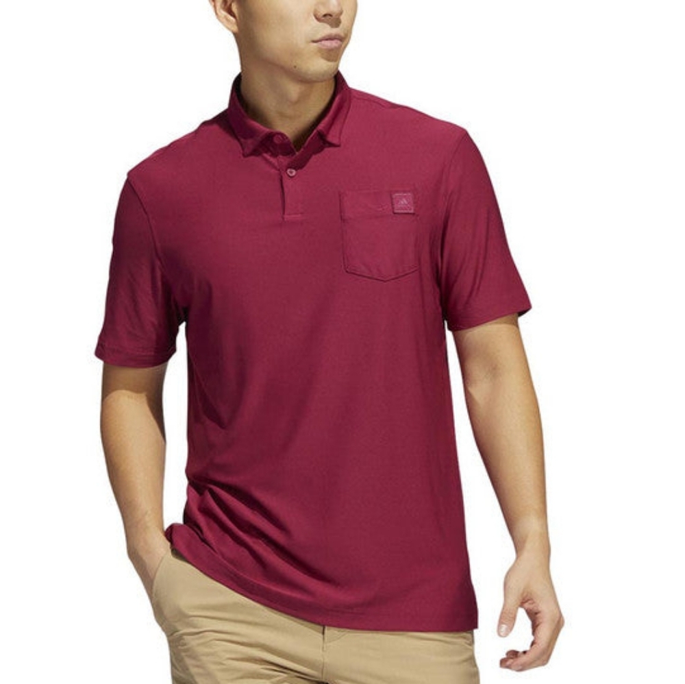 ADIDAS Go-To Pocket Polo Legacy Burgundy Golf Shirt